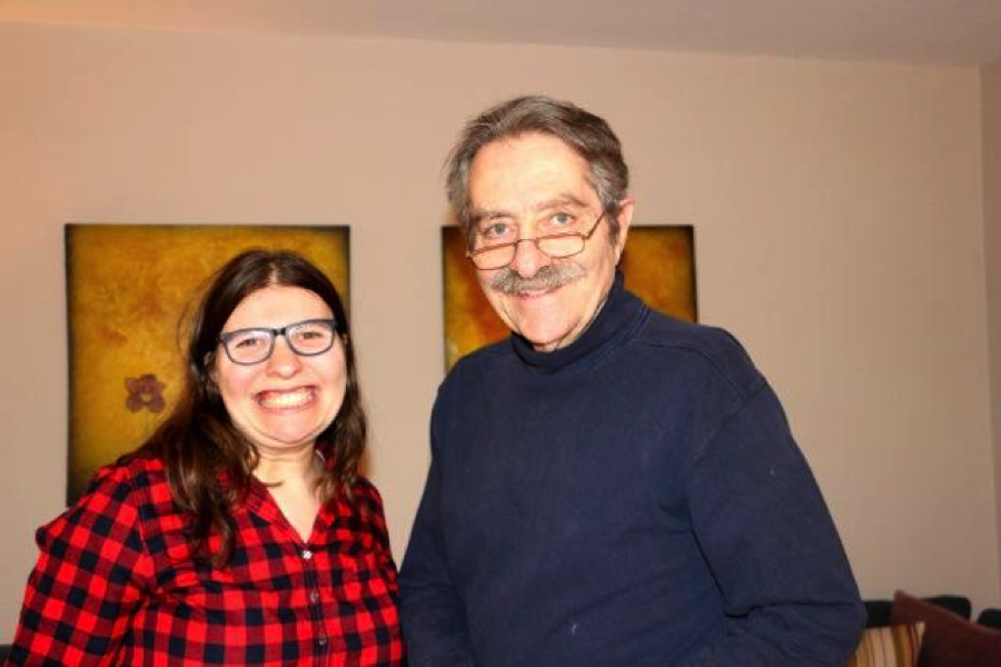 Julia Kaback and her Uncle Harvey post for a photo together