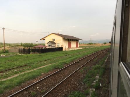 Waiting 20 minutes for another train to pass in the other direction in Braşov or Sibiu County, Romania