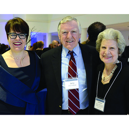(From left) President Katherine Bergeron with Jerry Holleran and Carolyn Holleran ’60 GP ’07