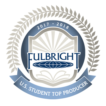A logo for the top producers of US Student Fulbright awards