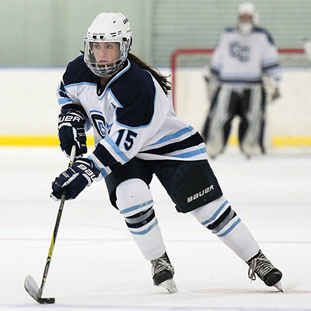 Junior Elena Gualtieri scored twice in Connecticut College's NESCAC quarterfinal victory over Colby. 