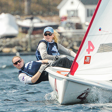 Skipper Alexandra Maurillo ’18 and crew Paige Dunlevy ’20