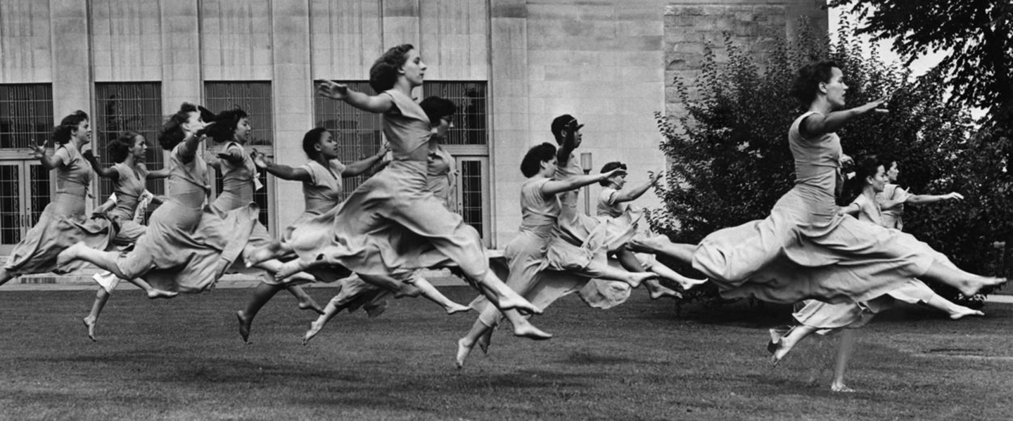 An archival photo from The New York Times from a rehearsal for the American Dance Festival in 1948. 