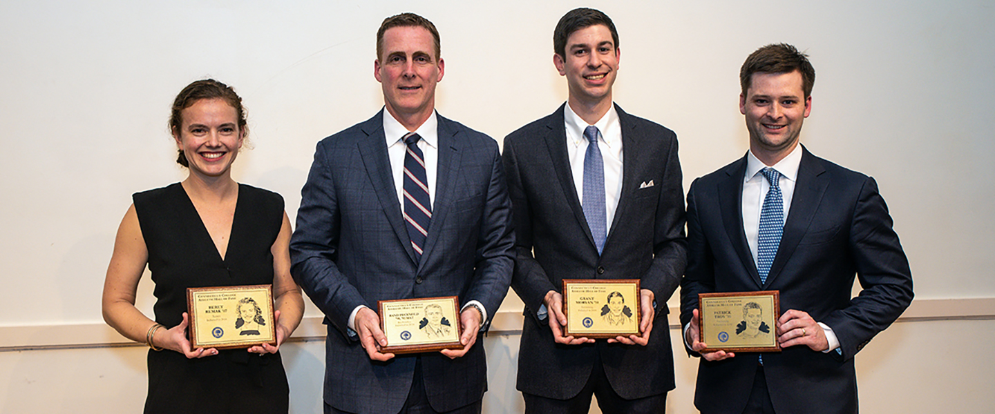 The four newest members of the Connecticut College Athletic Hall of Fame 