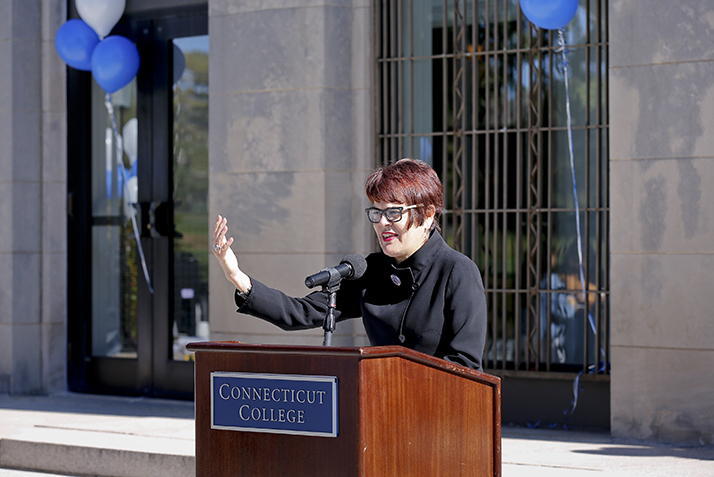 President Katherine Bergeron spoke at the groundbreaking ceremony.