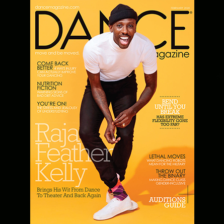 The cover of Dance Magazine, featuring Raja Feather Kelly '09