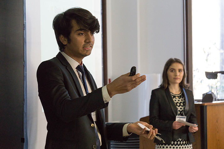 Nouman Ahmed ’23 presents on the final day of the immersive, five-day career preparation program.