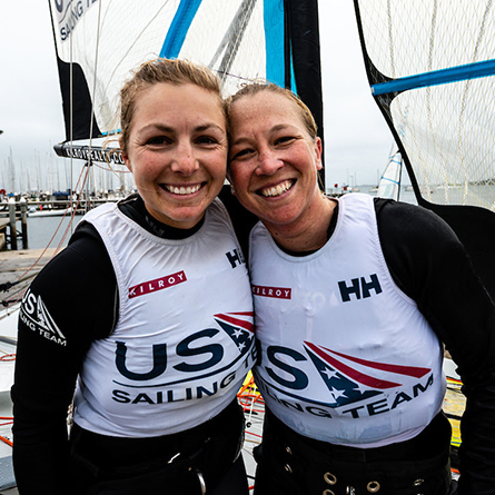 Stephanie Roble and Maggie Shea ’11, 49erFX World Championship bronze medalists and Tokyo 2020 U.S. Olympic Sailing Team athletes
