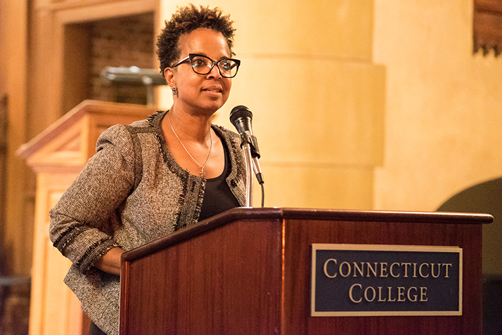 Persephone Hall, the Hale Family Director of the Hale Center for Career Development, sings “Young, Gifted and Black.” 