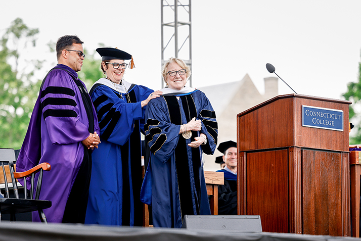 Linda Lear is hooded after receiving an honorary degree.