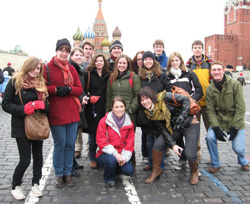 Students studying Russian pose during a trip to Russia in 2008.