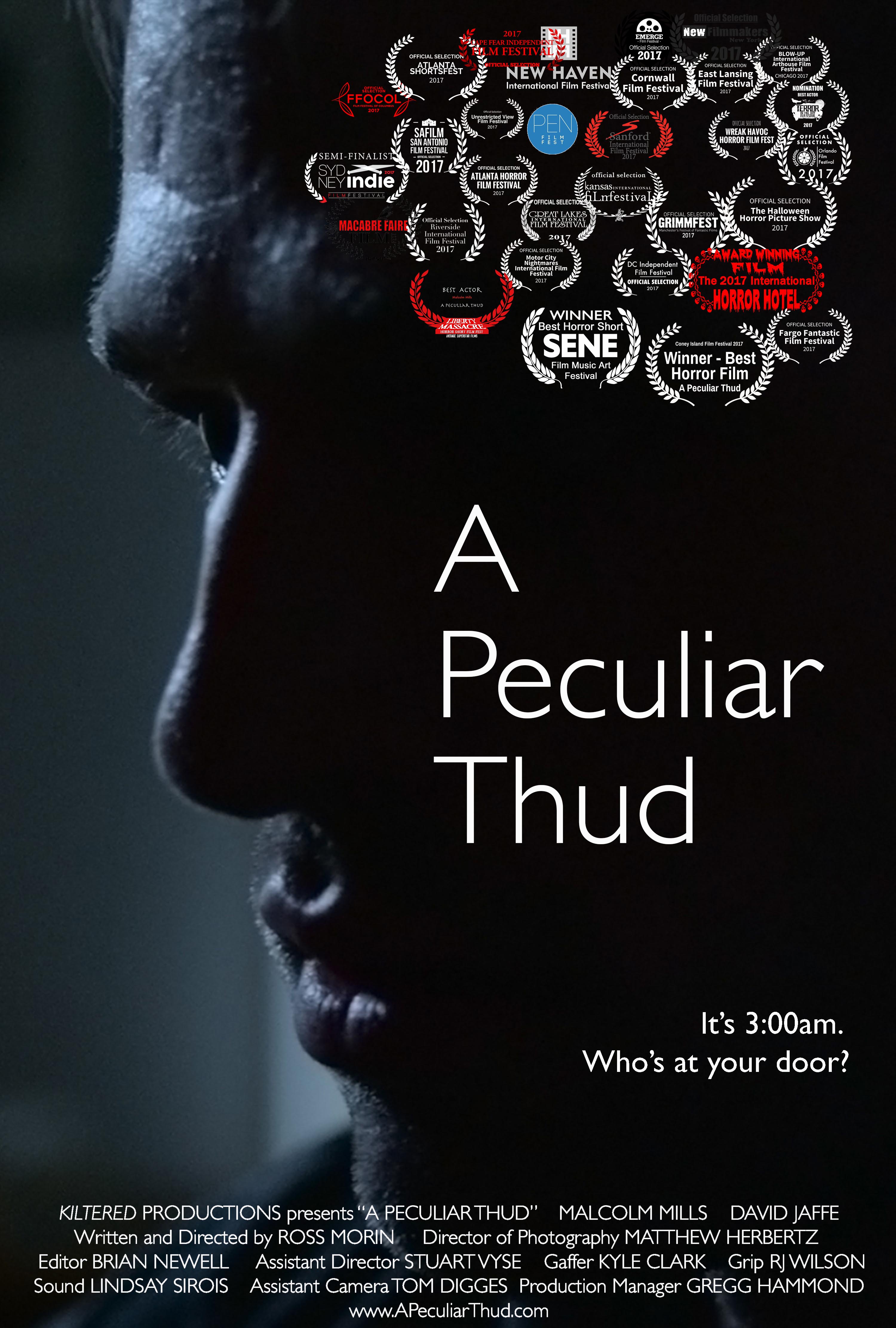 Poster for Ross Morin's film, A Peculiar Thud